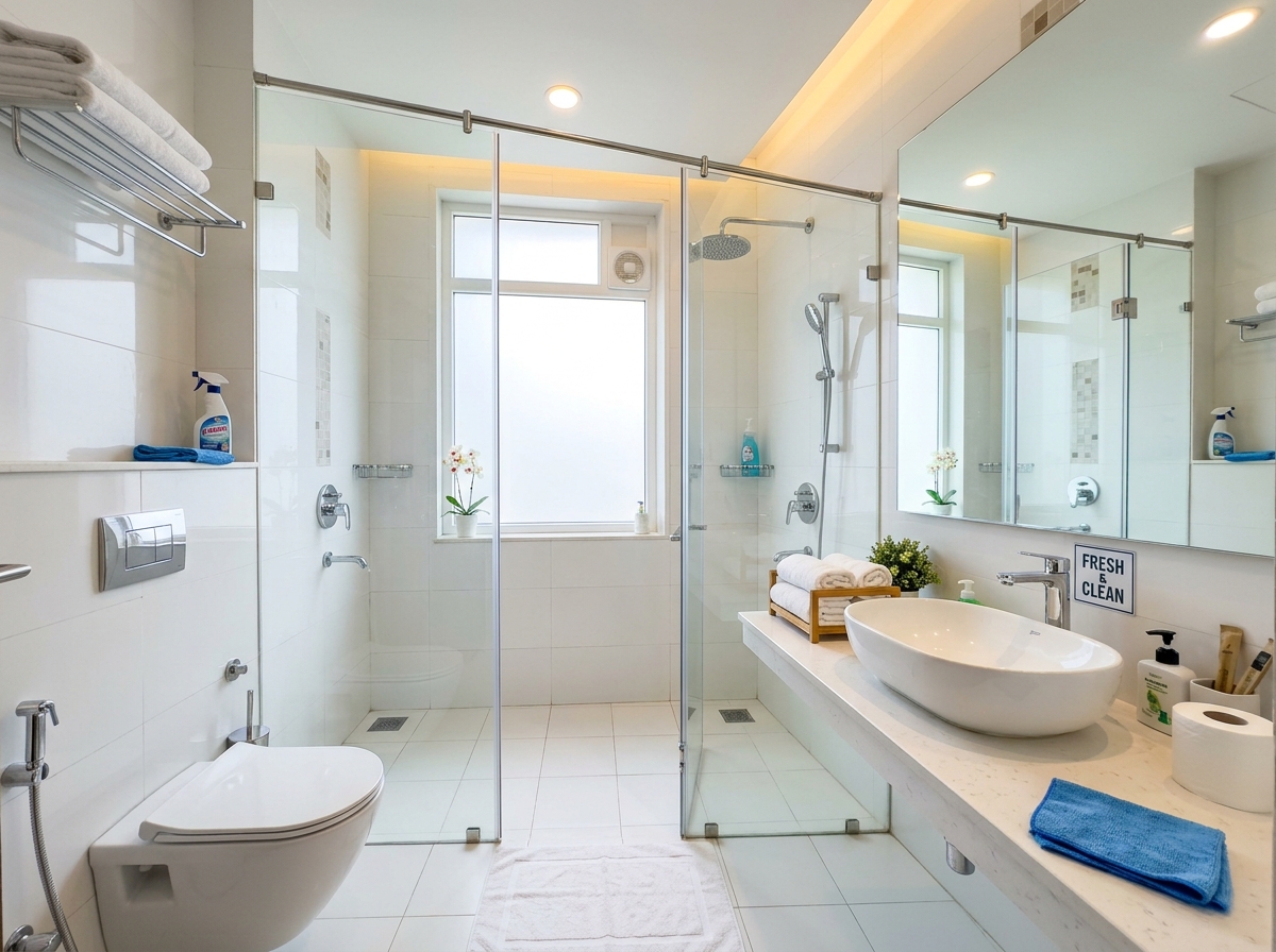 Professional bathroom cleaning detail