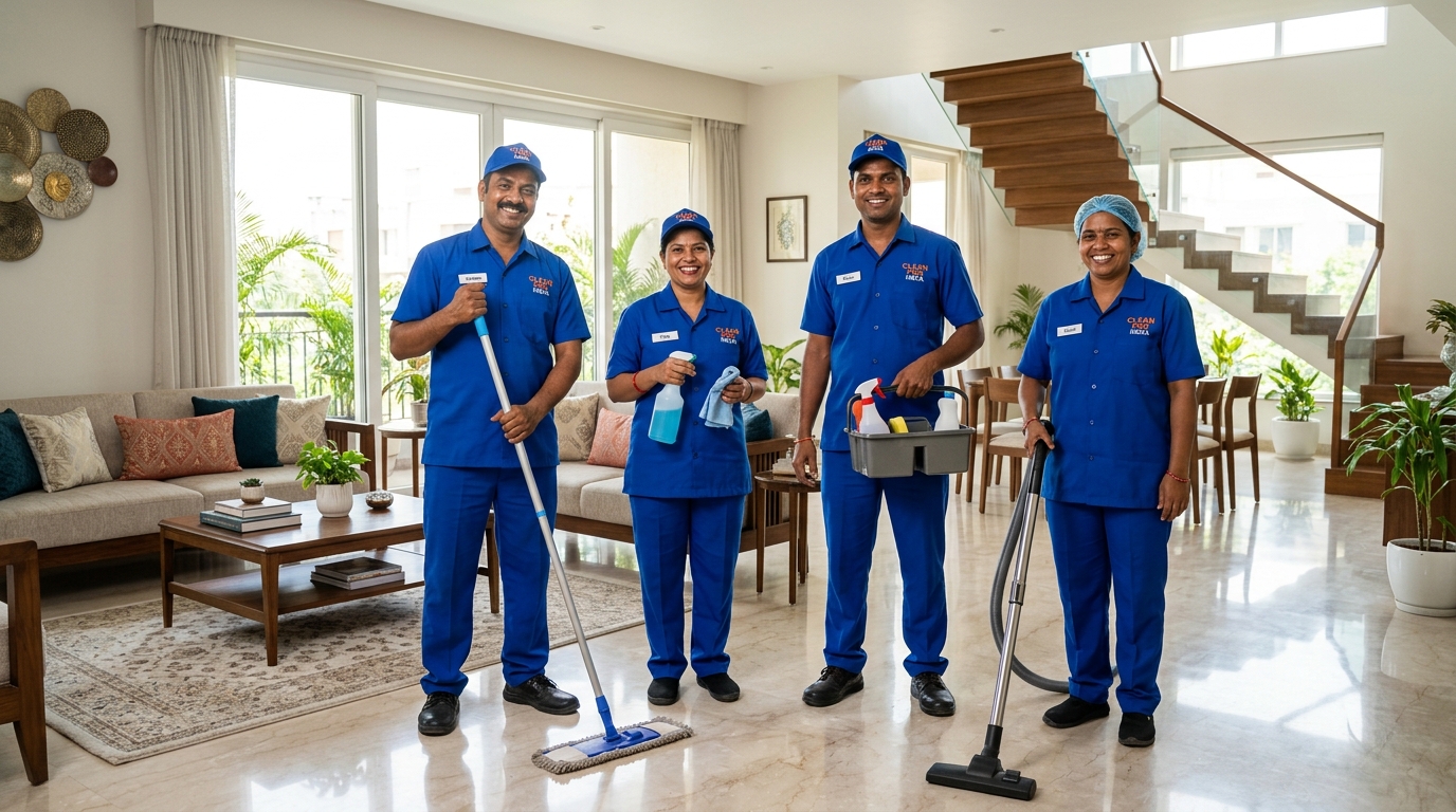 Professional Urban Shine Cleaning team working in a bright home
